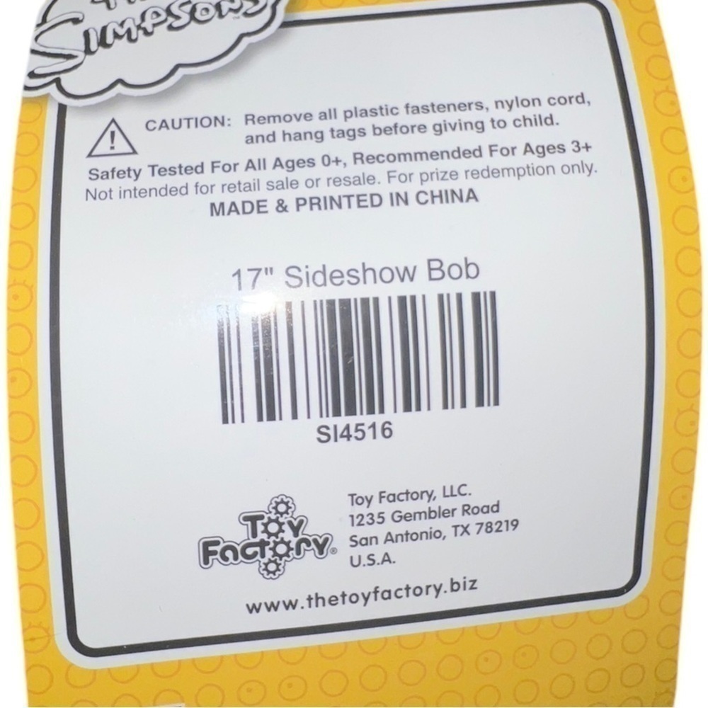 ▶️ The Simpsons ◀️ 17" Sideshow Bob Plush
2019 Toy Factory - Picture 9 of 10